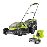 RYOBI 18 V ONE+ Akku-Rasenmäher RY18LM37A-240 – 37 cm Schnittbreite, inkl. 2× 4,0 Ah Akkus & Ladegerät, für mittlere Rasenflächen bis 249 m²
