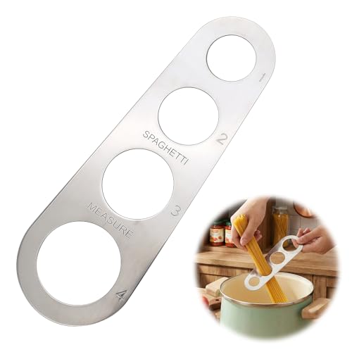 Spaghetti Measurer Tool,4-Holes Stainless Steel Pasta Portion Measure Tool,Kitchen Cooking Measurer Tool for Noodle Portion Control Stocking Stuffer,Eaay to Use,Reduce Waste,Spaghetti Measuring Ruler