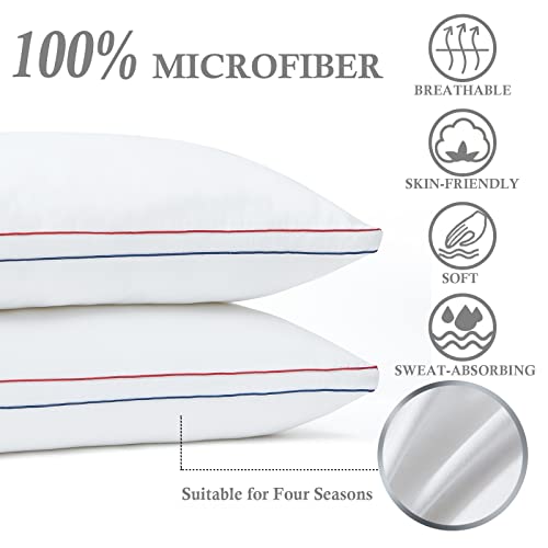 Homemate Bed Pillows For Sleeping - Queen Size(20"X28") Set Of 2 Gusset Pillows Allergy Friendly Microfiber Shell Fluffy Down Alternative Filling Pillow Suitable Back Stomach Or Side Sleepers #TOP1