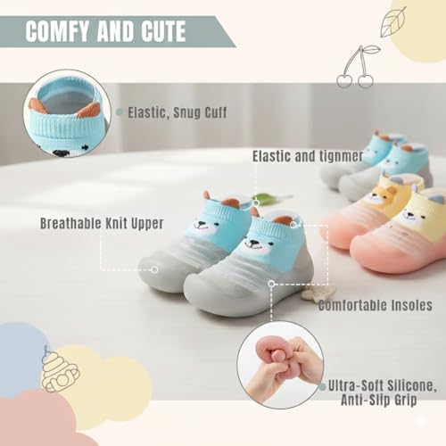 Image of First Walking Shoes Non Slip Lightweight Rubber Sole with Memory Insole Protect Toes Toddler Infant Indoor Multi Color (Note: Random Color Will be Send)(one Pair of Shoe only)