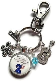 OHANA means family 20mm handmade glass cabochon bag clip keyring gift, Ohana Birthday family lilo hawaii holiday travel present, Xmas stocking favors