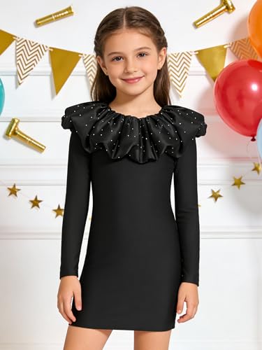Robe de danse filles extensible coupe bodycon et manches longues