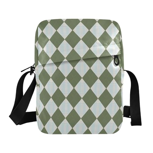 messenger bag for men mens shoulder bag Shoulder Handbags Adjustable Strap for Outdoor Daily Outdoor Daily- Plaid Green Yellow White