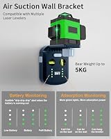 Tyrry 4-in-1 Laser Wasserwaage mit Kreuzwasserwaage, Bohrstaubfänger, Wandhalterung, Elektronischem Vakuum-Saugnapf, Nivellierwerkzeug Perfekt zum Aufhängen von Bildern, Malen und Heimrenovierungen – Ansicht 3