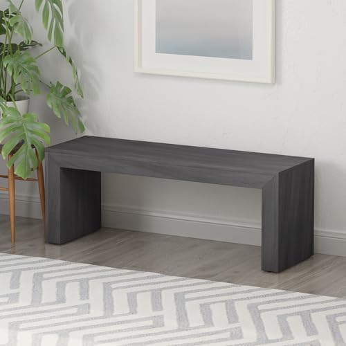 Merax 48 Inch Wood Dining Bench, Solid Acacia Wood Entryway Bench, Wooden Farmhouse Bench for Dinner Table, Kitchen, Bedroom, Living Room, Plants, Easy Assembly, Black by Merax - Image 2