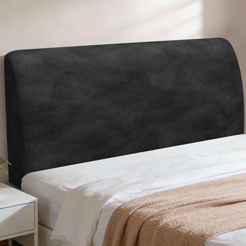 Yidaxing Kopfteil Bezug Dehnbarer BettKopfteil Bezug Geeignet für Kopfteil Bett 180 Schützt vor Verschleiß und Flecken Für Schlafzimmer Dekoration (Schwarz Silberfuchs-Flausch)