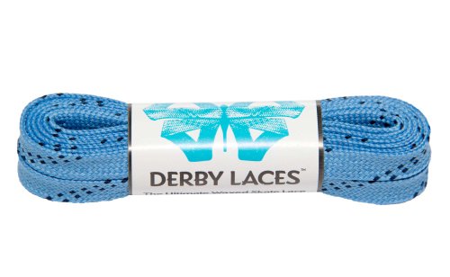 Derby Laces ORIGIN Wide 10mm Hockey Style Waxed Lace for Skates, Roller Derby, Work Boots, and Hiking (Sky Blue, 60 Inch / 152 cm)