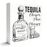Mexican Bar Decor Wooden Box Sign, Mexico Tequila Fiesta Party Decor Cinco De Mayo Mexican Festival Home Kitchen Restaurant Bar Decoration, Cheaper Than Therapy