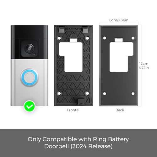 No Drill Doorbell Mount for Battery Doorbell  - Strong Adhesive Mounting Plate, Renter Friendly Apartment & Office Video - Additional View