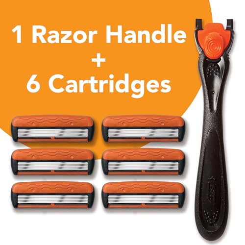 BIC Comfort 3 Refillable Three-Blade Disposable Razor for Men, Sensitive Skin Razor For a Comfortable Shave, 1 Handle and 6 Cartridges, 7 Piece Razor Set image 3