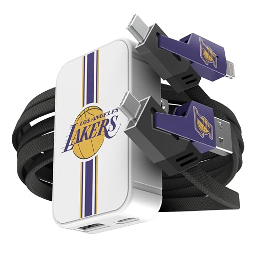 SOAR NBA Slim Wall Charger and 4 In 1 Multi Charging Cable, Los Angeles Lakers