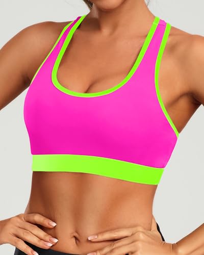 Image of Holipick Women's Sports Bra Bikini Tops Racerback Swim Top Scoop Neck Bathing Suits Top Modest Padded Crop Tops Swimsuit Only