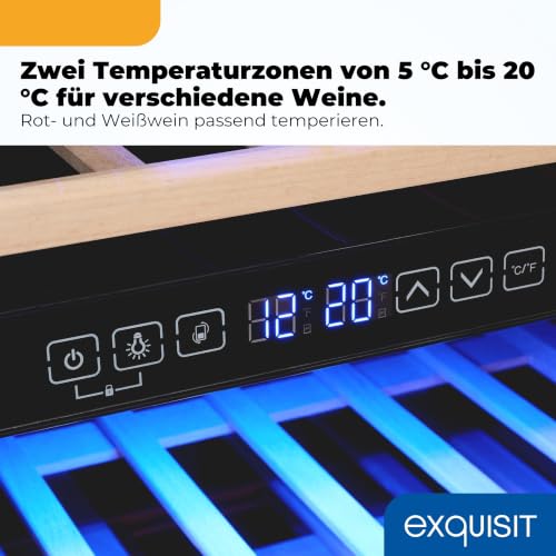 Foto von Exquisit Weinkühlschrank 2 Zonen - Weintemperierschrank für 114 Flaschen