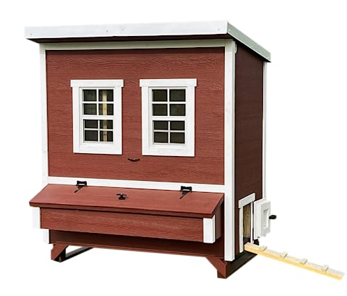 OverEZ Walk-in Chicken Coop for Up to 18 Chickens - Nesting Box - Large Bird, Poultry and Hen House Made from Wood, Made in USA