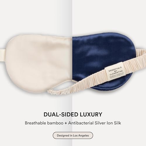 Image of Clementine Mulberry Silk Sleep Mask | Full Blackout Contoured Eye Mask for Sleeping | Organic & Non-Toxic | Oversized Night Blindfold | Hypoallergenic & Frizz-Free Eye Cover for Deep Sleep