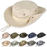 Sun Hats for Men Women Bucket Hat UPF 50+ UV Protection Boonie Hat for Safari Fishing Hiking Garden Beach Beige