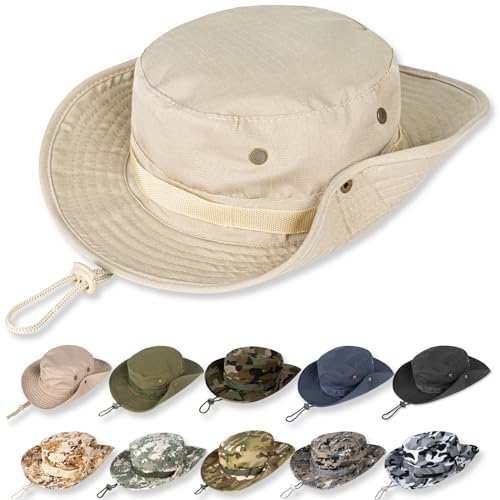Chapeau de soleil pour homme et femme - Protection UV UPF 50+ - Pour safari, pêche, randonnée, jardin, plage, beige, 7 1/8-7 7/8