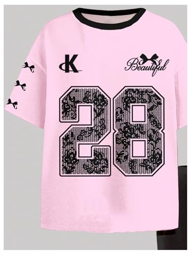 RoseSeek Conjunto de 2 peças esportivas de verão para meninas, camisa e mini shorts de motociclista,