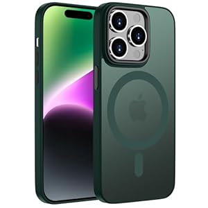 ORDA Magnetisch Hülle für iPhone 14 Pro 6,1 Zoll Kompatibel mit MagSafe,für iPhone 14 Pro Case Durchscheinende Matt Handyhülle Rückseite Dünn Stoßfest Schutzhülle Grün