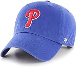 47 Brand MLB Alternate Color Primary Logo Clean Up Adjustable Baseball Cap Hat, Adult One Size Fits All - Philadelphia Phillies Blue