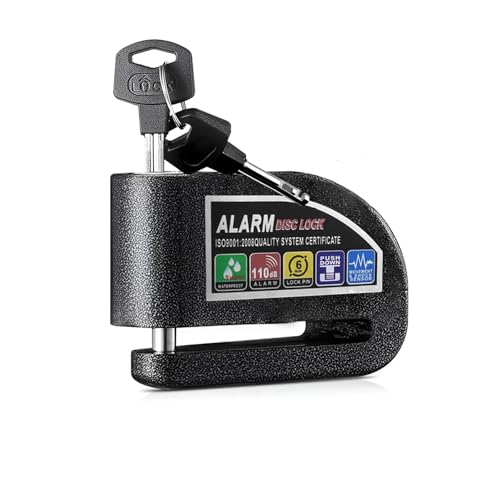 Image of Securo Aluminium Bike Disc Lock with 110dB Anti-Theft Alarm, Waterproof Rust-Resistant, Heavy Duty Disc Brake Lock for Motorcycle Scooter, Shock Sensor Security, Strong Finish Polished Black