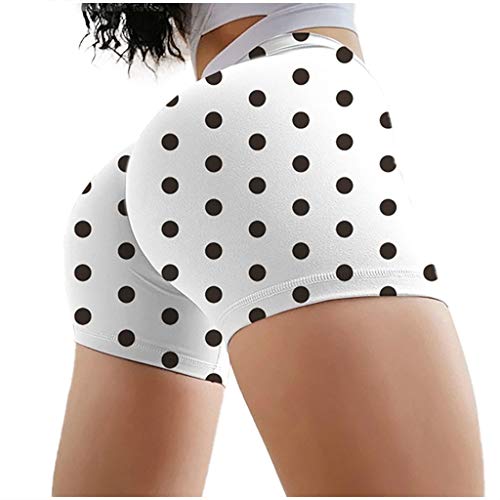 Hotpants Weiß, Radlerhose Damen Kurze Shorts Bauchweg Sporthose Leggings Blickdicht High Waist Elastisch Unterhosen Fitness Hotpants Sommer Sexy Yoga-Sportshorts mit hoher Taille und Mesh-Nähten für