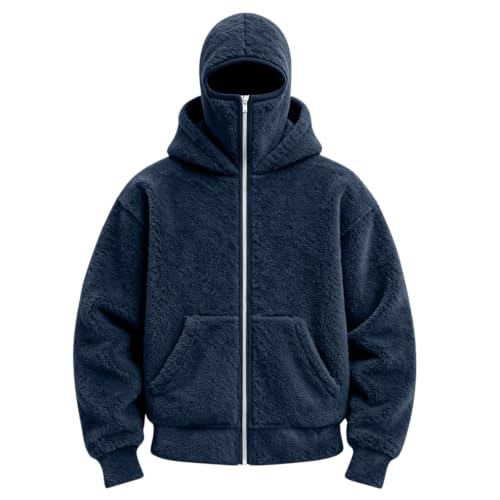 Zip up Hoodie for Men Casual Fleece Fuzzy Coats Soft Warm Outwear - image 7