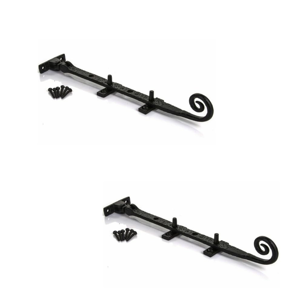 10 inch Black Monkey Tail Window Antique Curly Tail Casement Window Stay Black Iron Vintage Monkey Tail Window Catch Pack of 2