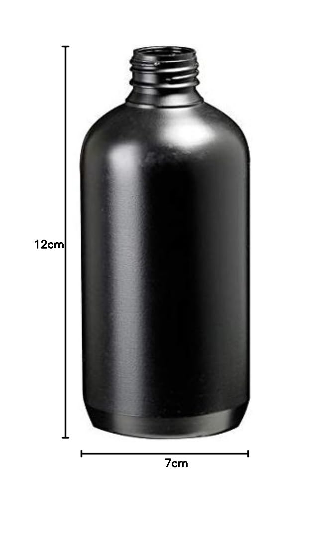 KENZIUM - Confezione da 10 flaconi + 10 tappi neri + 10 tappi bianchi in omaggio | Volume: 250 ml | Colletto grande | in plastica PE | neri opachi per prodotto fotosensibile | ideale laboratorio o