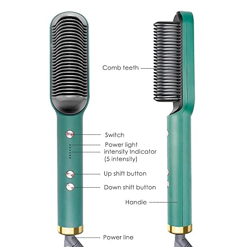 Image of Hair Straightener Comb Brush | 2-in-1 Ceramic Hair Straightener & Styling Brush | Anti-Scald, Fast Heating, Adjustable Temperature, Portable for All Hair Types
