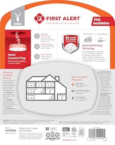 Image of First Alert SMI100-AC, Hardwire Interconnect Smoke Alarm with Battery Backup, 6-Pack