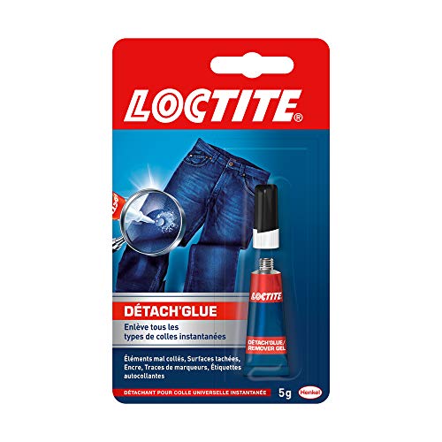 Loctite Détach'Glue, dissolvant colle qui enlève taches et résidus de colle cyanoacrylate, gel transparent multi-usages et qui ne coule pas, tube de 5 g