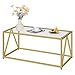 HOOBRO Glass Coffee Table, Gold Coffee Tables for Living Room, Gold Glass Coffee Table,1 Layer Center Table, Modern, for Apartment, Office, 39.4 x 19.7 x 17.7 Inches, Easy Assembly, Golden GD04KF01
