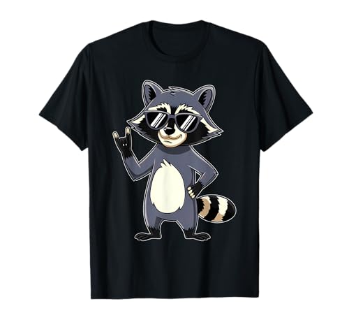 Retro Raccoon Rock Music Men Kids Women Funny Raccoon T-Shirt
