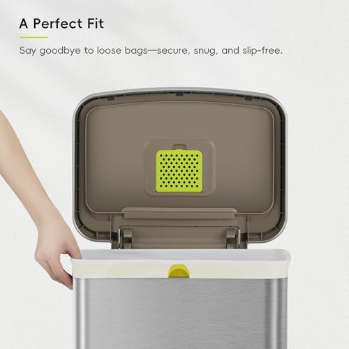 Image of EKO 21 Gallon / 50-90 Liter, 60 Count Drawstring Trash Bags, Extra-Strong Garbage Bags, Lemon Zest Scent with Continuous Odor Control, Easy-Dispense Roll for Kitchen and Household Use, Code G, White