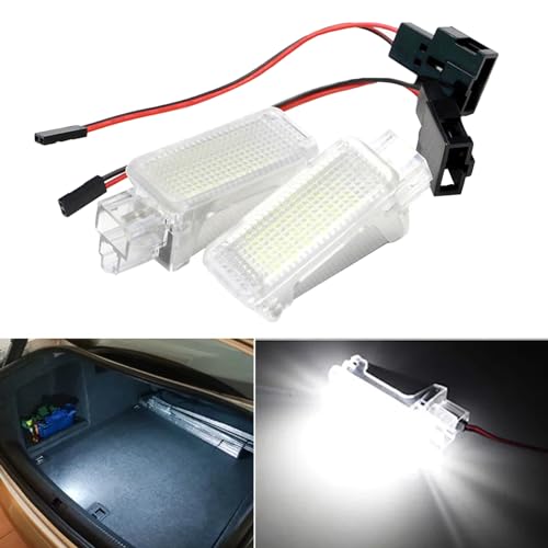 BHZNGD Luz del proyector de la puerta de cortesía del automóvil, 2 lámparas LED blancas de 12 V 6000 K para el maletero del maletero, compatibles con Skoda Octavia Fabia Superb Roomster Kodiaq
