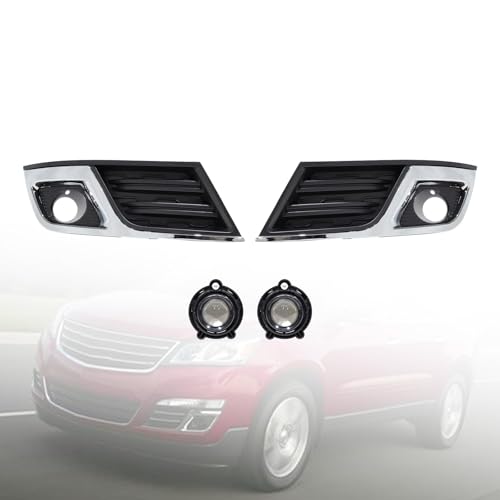 1409KMT Traverse Foglamp, Fog Lights W/Bezels Trim For Chevrolet Traverse 2013 2014 2015 2016 2017#20988620 Pair