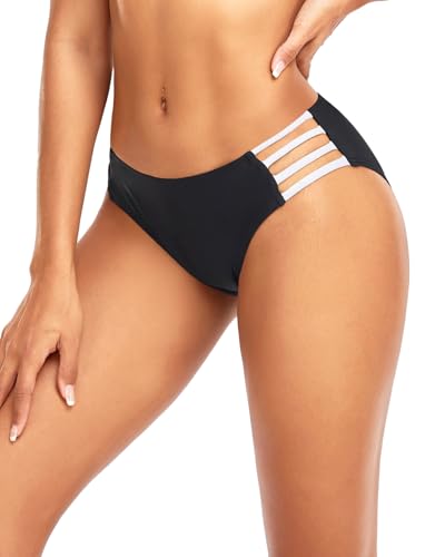 Image of Women Bikini Bottom Full Coverage Bathing Suit Bottoms Swimsuit Bottom | Low Waist Design, Side Strap Cutout, Full Rear Coverage, Secure Fit, Soft Breathable Fabric