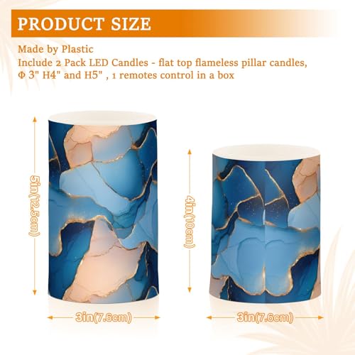 Bougies piliers LED marbre bleu roi pour illuminer sans risque de feu