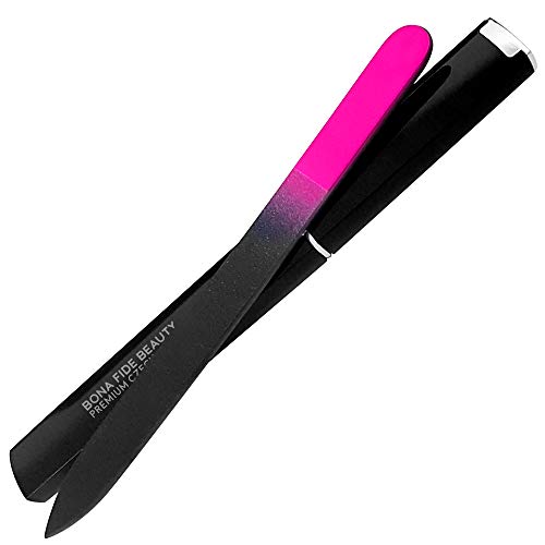 Glass Nail File with Case, Manicure Fingernail File for Gentle Nail Care, File in Any Direction, Expertly Shape Nails & Enjoy a Professional Smooth Finish - Bona Fide Beauty Premium Czech Glass