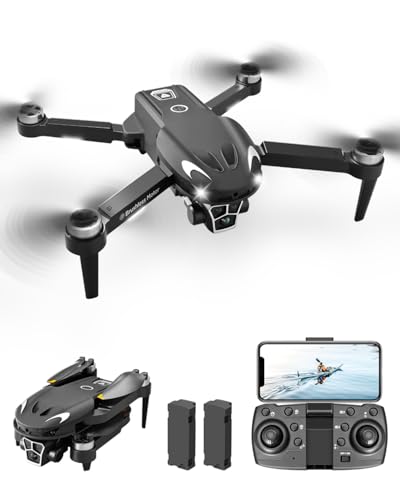E-SMARTER Mini Foldable 1080P Dual Camera Drone with 50x Zoom Lens, Gesture Control, 2 Batteries, Brushless Motor for Kids Christmas Gifts, Adults, Beginners
