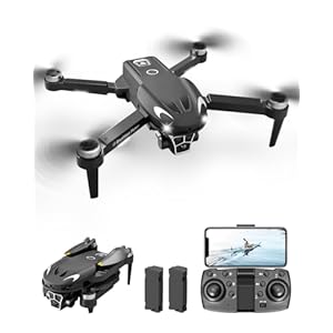 E-SMARTER Mini Drone with Camera, Foldable 1080P Adjustable Dual Camera Drone with 50x Zoom Lens, Gesture Control, 2 Batteries, Brushless Motor Drone for Kids Christmas Gifts, Adults, Beginners