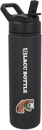 Botella de agua con licencia oficial de la universidad universitaria con tapa de pajilla, termo de acero inoxidable aislado  Colección HBCU  25 onzas