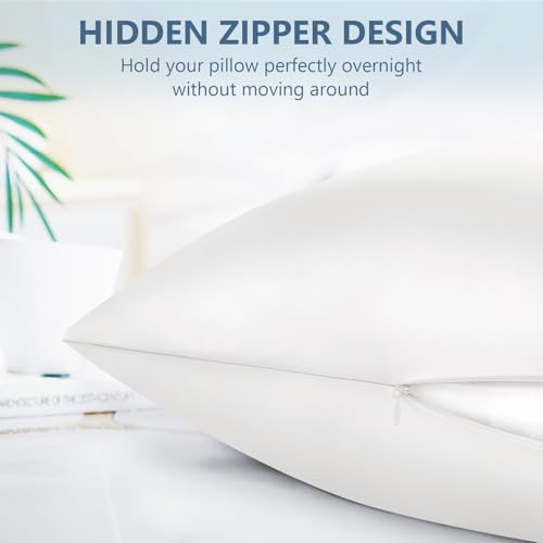 BYTB Silk Pillow Cases 2 Pack Standard Size Mulberry Silk Pillowcase Set of 2 for Hair & Skin 26 x 20 Inches 22 Momme Both Sided Grade 6A Silk Soft Breathable Cooling with Hidden Zipper, White by BYTB - Used condition - Image 5