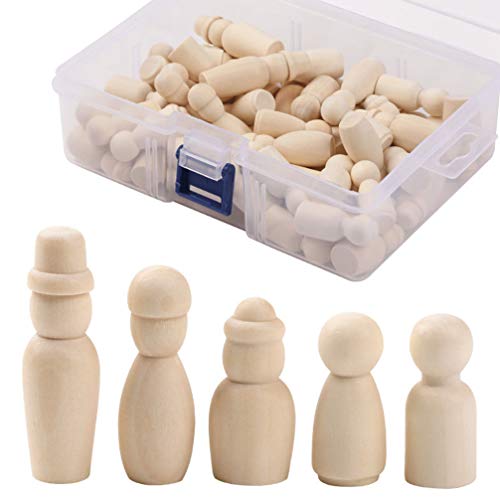 HEALLILY 60 Pcs Bonecas de Madeira Peg Pessoas Inacabadas Formas de Madeira Figuras Decorativas Corp
