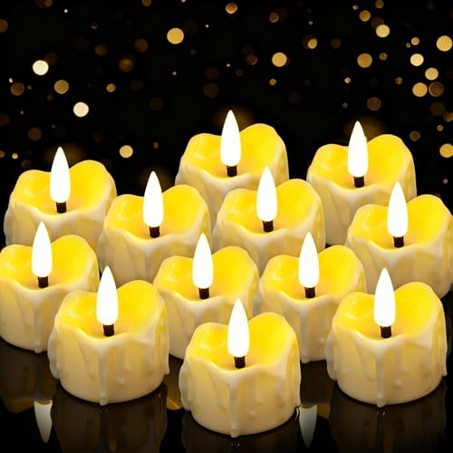 innislink Velas LED, 12 velas LED sin llama con función de temporizador, parpadeo, velas eléctricas, luces de batería, decoración para árbol de Navidad, Pascua, boda, fiesta, color blanco