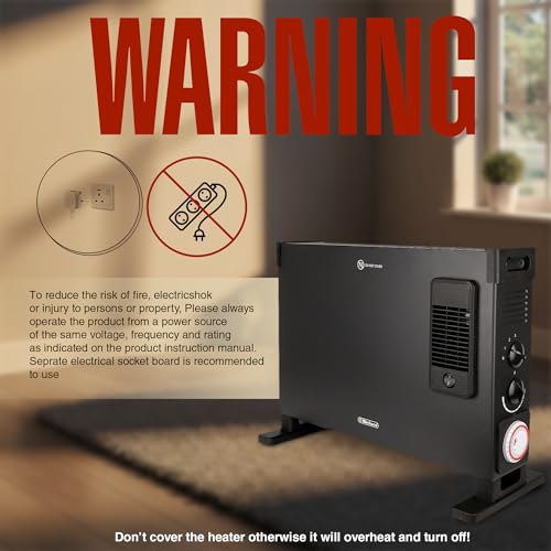 Belaco 2000W Turbo Convector Electric Heater with Fan | 3-Speed Heat Settings & 24-Hour Timer | Energy-Saving Portable Room Heater for Home & Office | Black - Image 8
