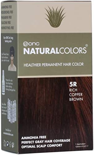 ONC NATURALCOLORS (5R Rich Copper Brown) 4 fl. oz. (120 mL) Heat Activated Healthier Permanent Hair Dye with Certified Organic Ingredients, Ammonia Free, Vegan Friendly, 100% Gray Coverage