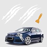 Damwot 2PCS Claw Mark Decals for Cars, SUVs, Trucks & Motorcycles (White PVC, Minimalist Paw Print Stickers)