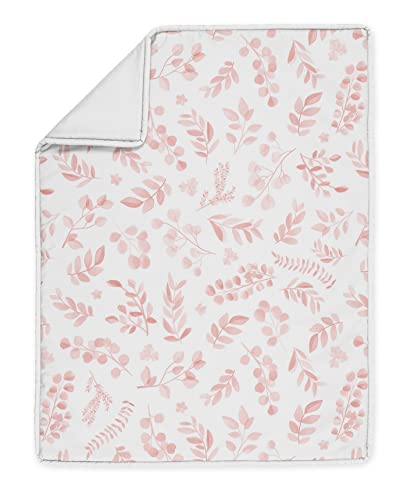 Image of Sweet Jojo Designs Blush Pink and White Floral Leaf Baby Girl Nursery Crib Bedding Set Boho Chic Bohemian Watercolor Botanical Flower Woodland Tropical Garden Leaves Pastel Light Pink Nature Bloom 4pc